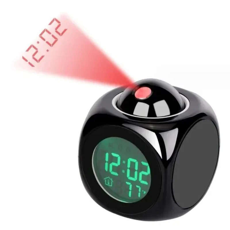 1pc Projection Alarm Clock with Voice Function Digital Display Snooze Button Temperature Readout
