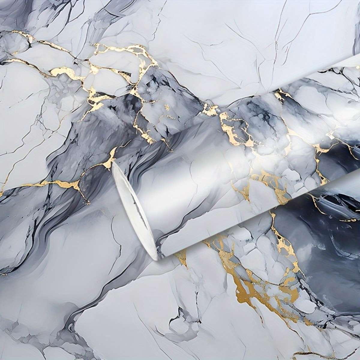 1PC Wall StickersGray Blue Golden60cmX300cm