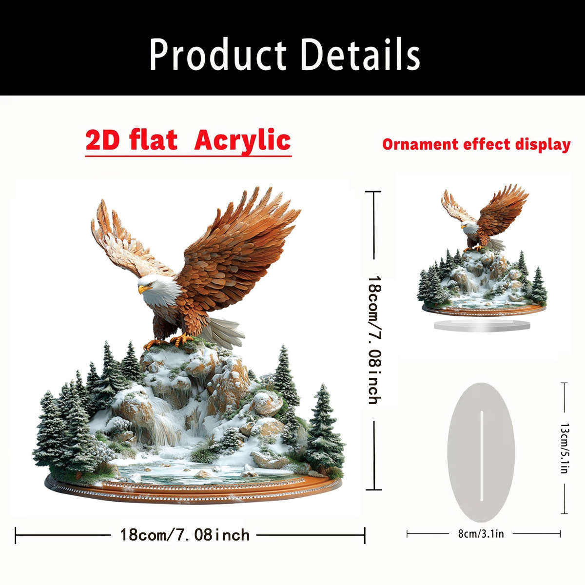 2D Flat A 7.08-Inch Multifunctional Bohemian-Style Acrylic Eagle Desktop Decoration