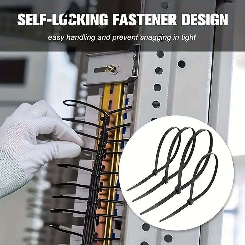 300pcs Durable Black Nylon Cable Ties - Adjustable Self-Locking Zip Ties