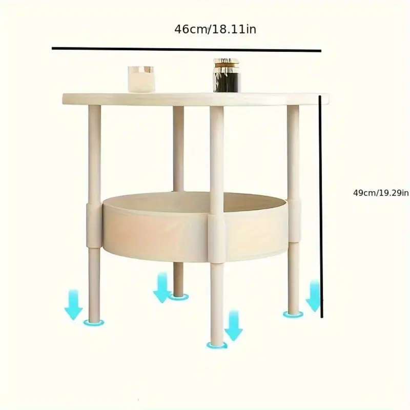 1pc Modern And Simple Round-Edged Coffee Table With Layered Storage Function Plastic Material Floor