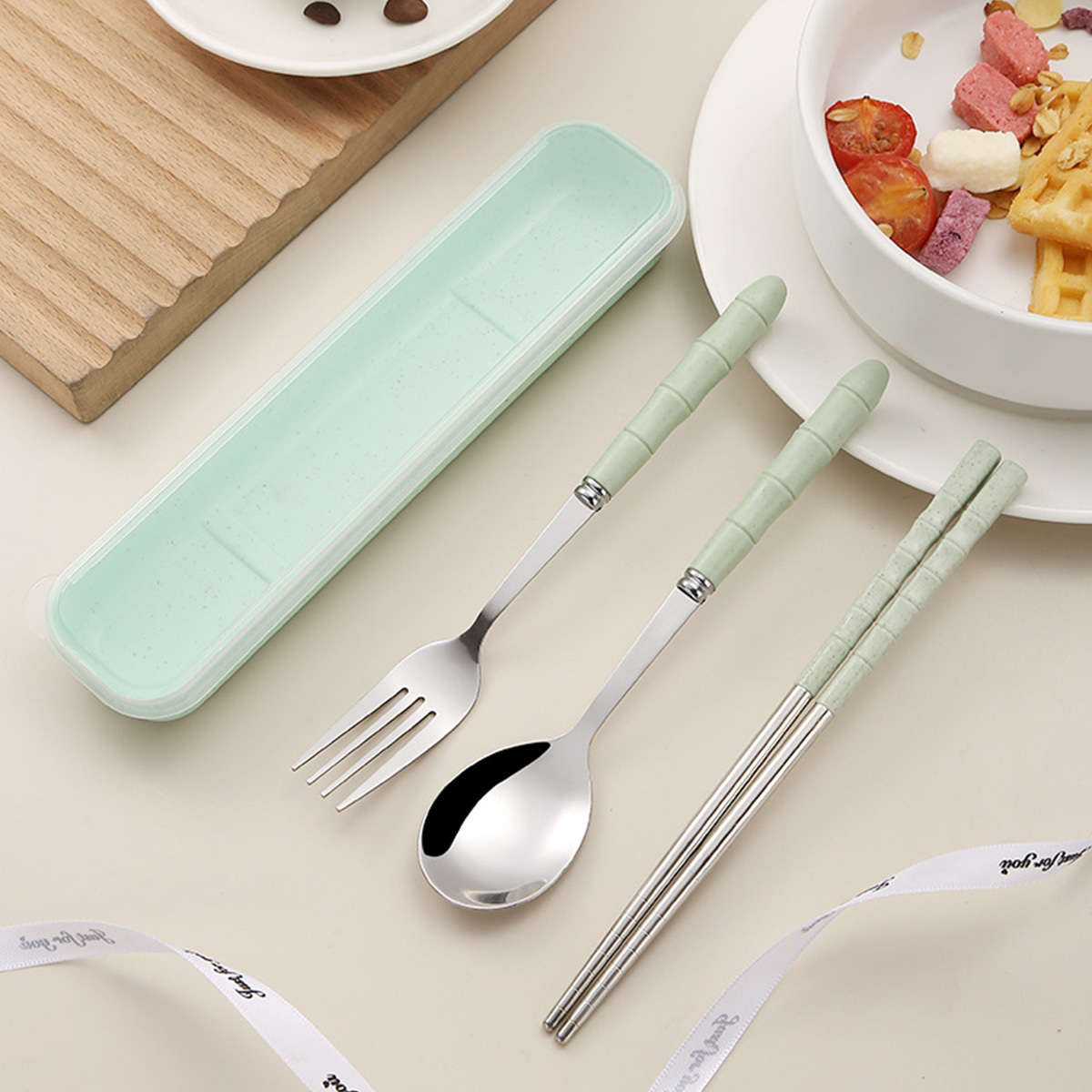 3pcs Stainless Steel Cutlery Set 3pcs Stainless Steel Flatware Set Portable Cutlery Set with