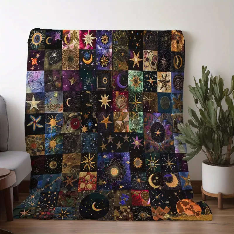 1 x Retro Star and Moon Print Throw Blanket 150*200CM