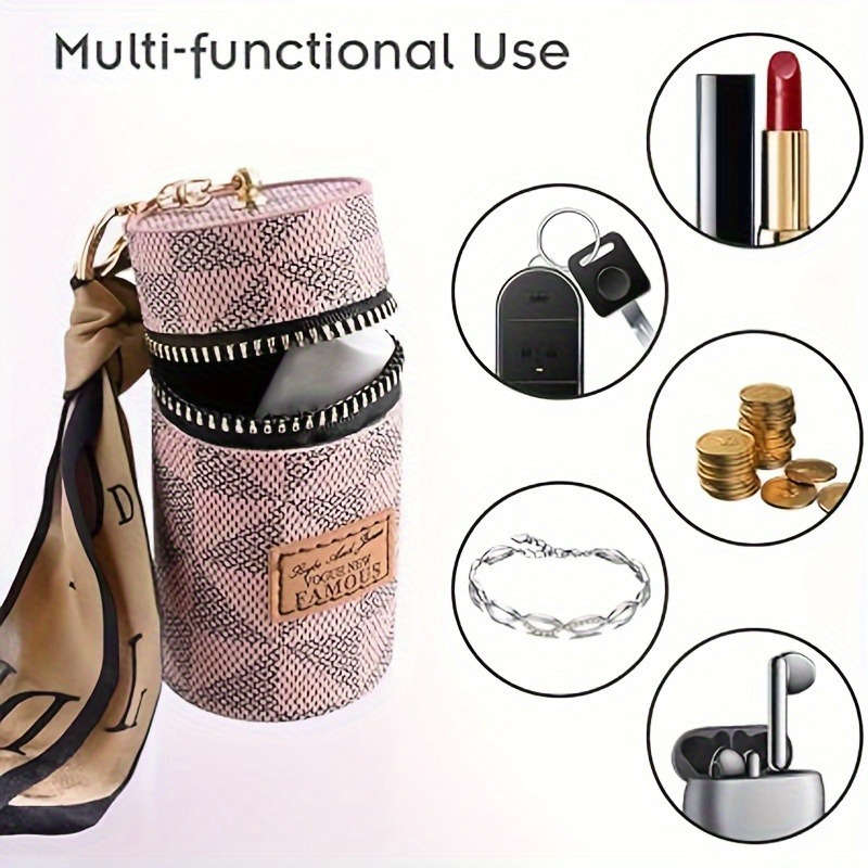 S Fashionable Cylinder Travel Walletspacious And Versatile Storage Bag With Zipper Closu