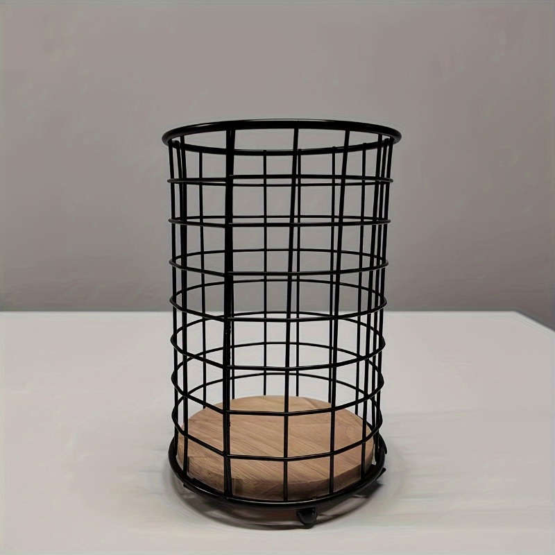 1pc Large Black Metal Kitchen Utensil Holder Modern Rectangular Countertop Organizer for Cook