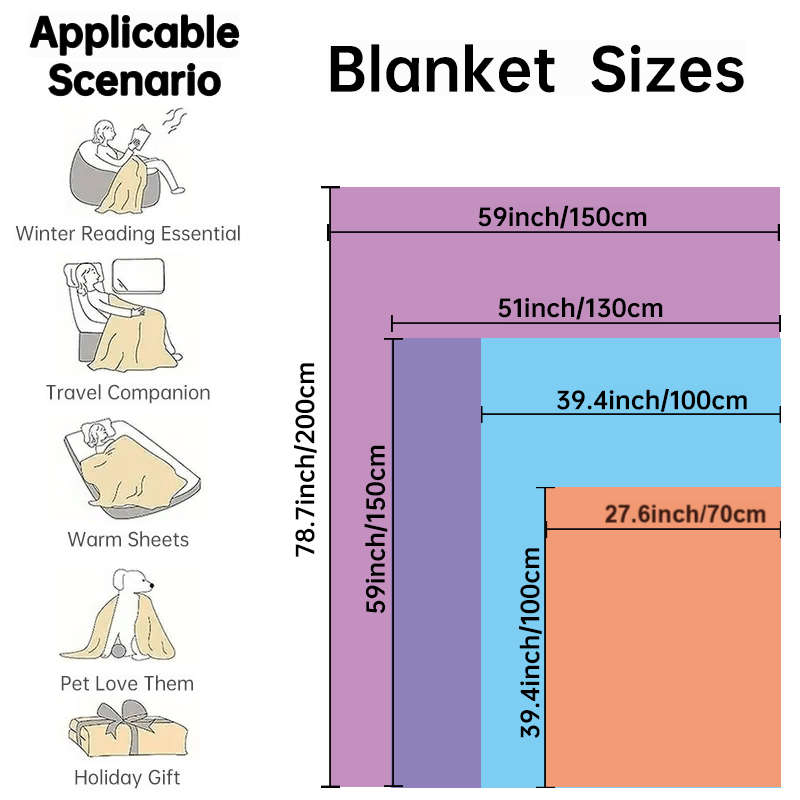 Blanket Size W59Xl78.7Inch 150X200Cm