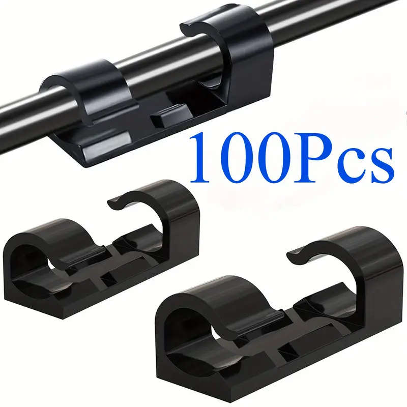 Brand New 100pcs Cable Clips Black Adhesive Cable Clips