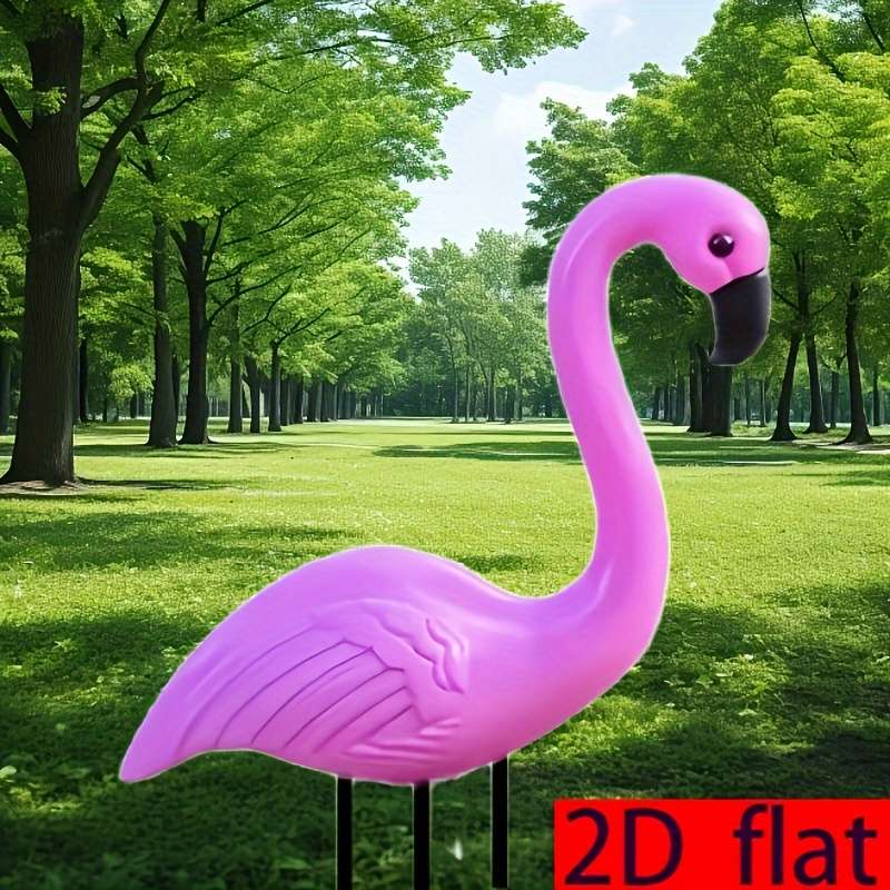 1pc 2D Flat  A classic pink flamingo garden ornament made of  acrylic material suitable fo
