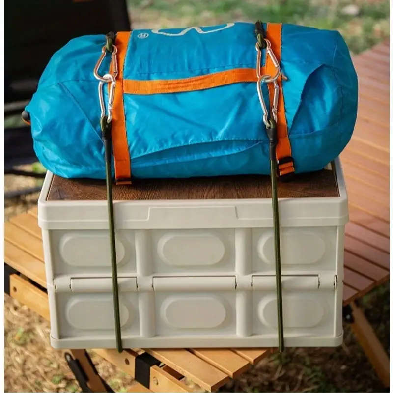 2 Pieces Outdoor Double Hook Bungee Rope Camper Tie-Down Straps 90cm