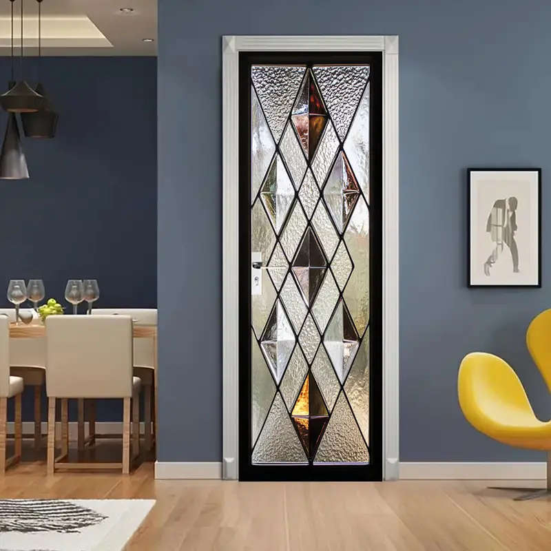 2D Flat 1 Pair Textured Art Door Stickers