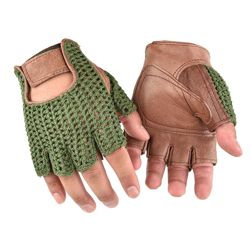 1 Pair Brown Green Size L Outdoor Sports Gloves
