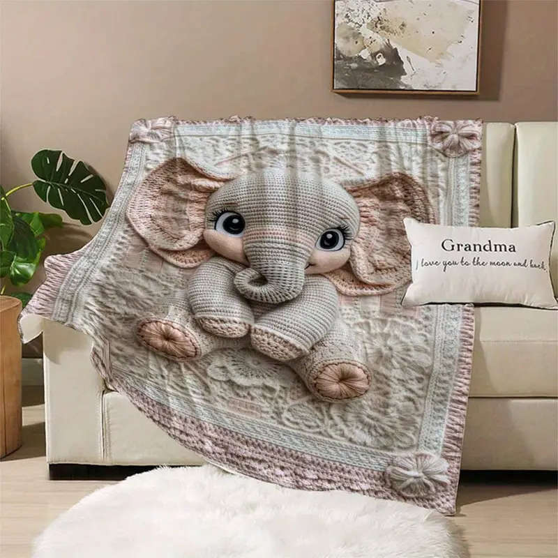 1 x 3D Crochet Printed Flannel Blanket 130*150cm