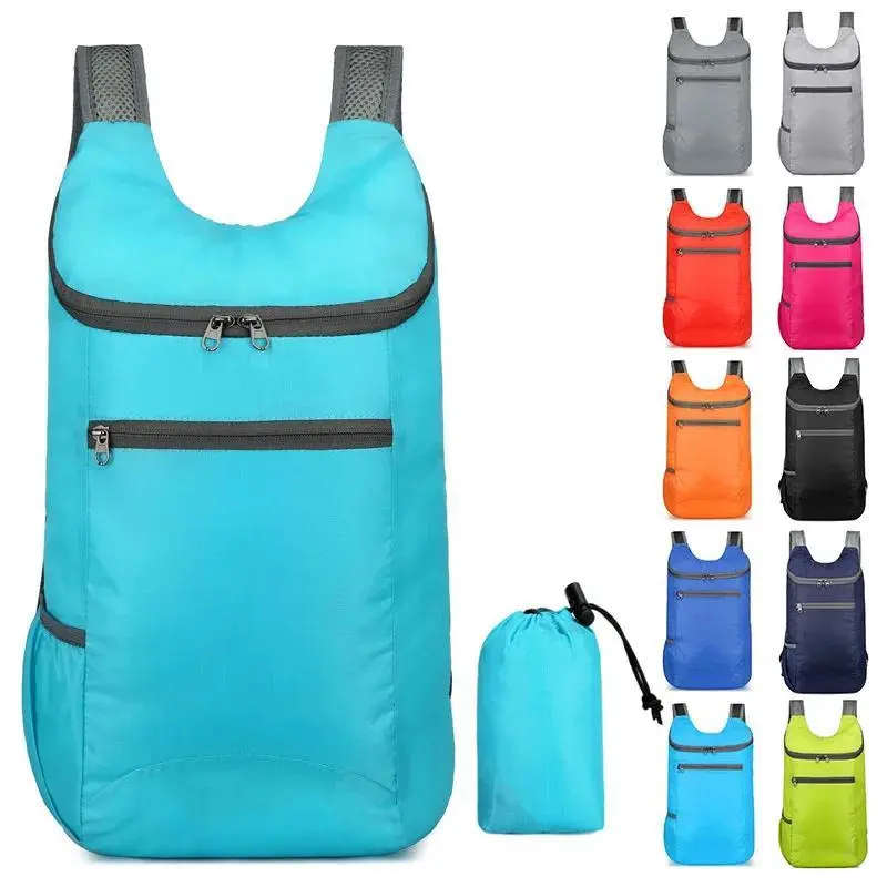 1pc Lightweight Nylon Backpack Foldable Adjustable Straps Zippered Compartments Ideal for Camping