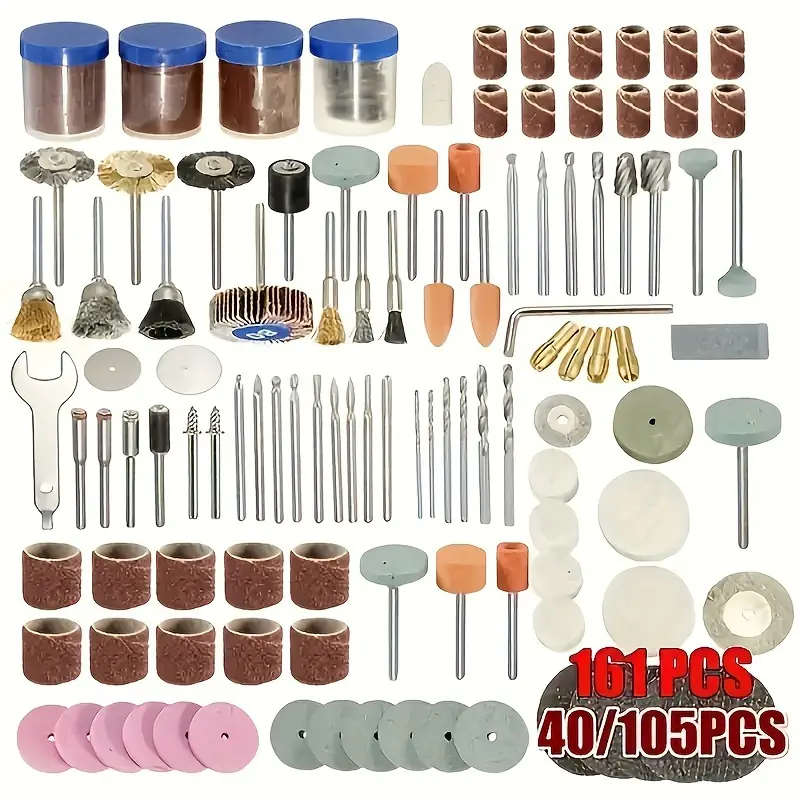 105PC Diamond Coated Grinder Bits Kit - Alloy Steel Base for Wood/Metal/Jade Carving & Polishing