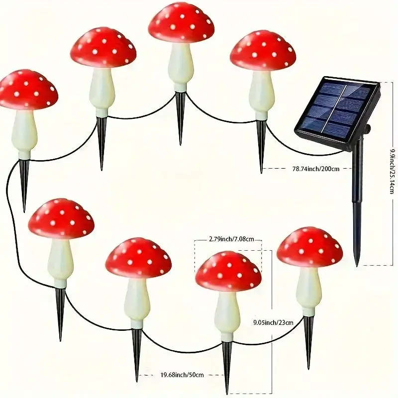 8 Solar Mushroom Lights