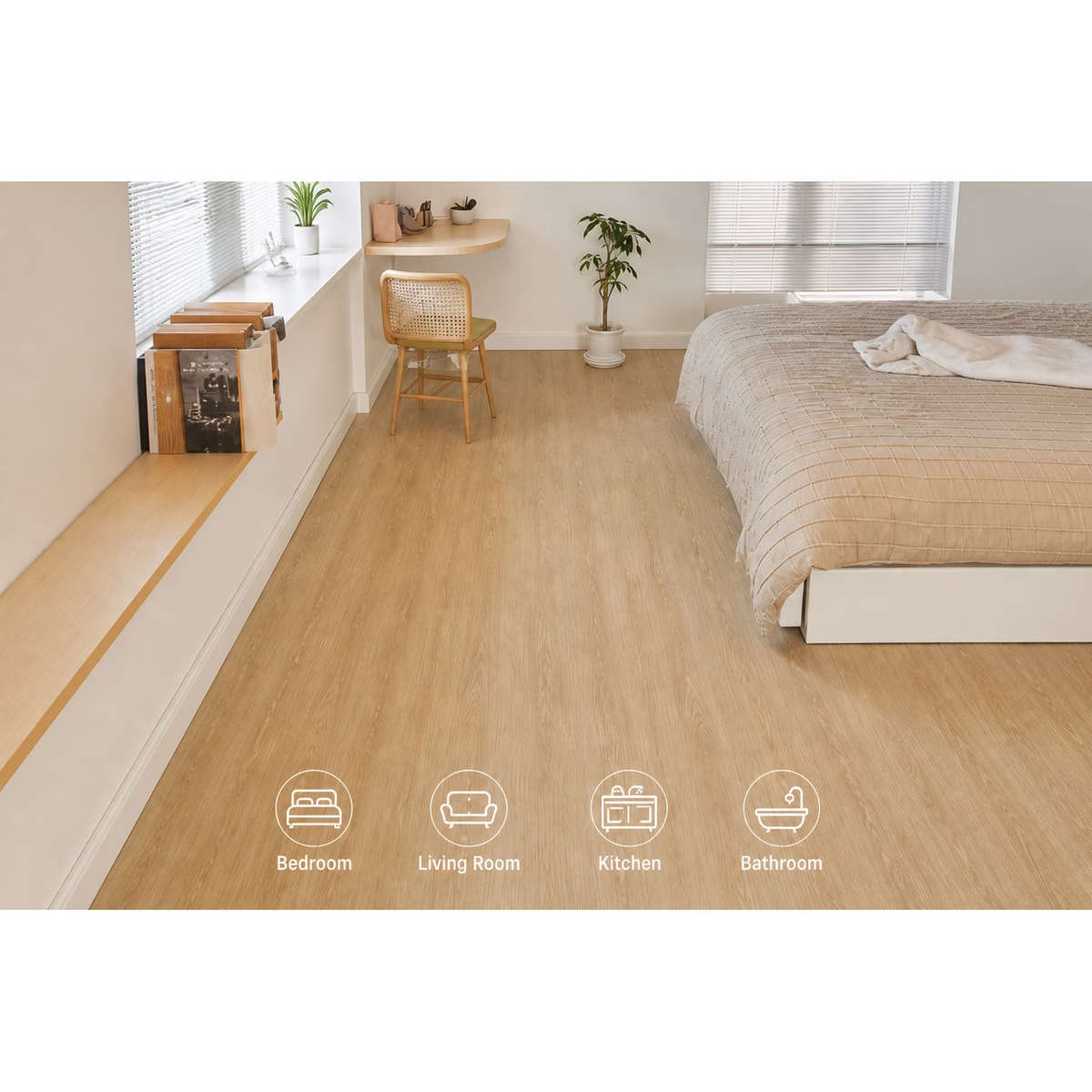 2PC Wood Grain PVC Floor Stickers