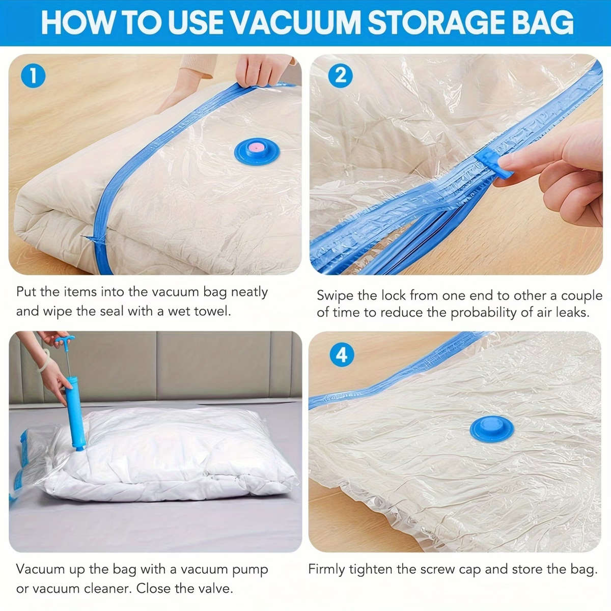 4 Extra Large Vacuum Storage Bags Set