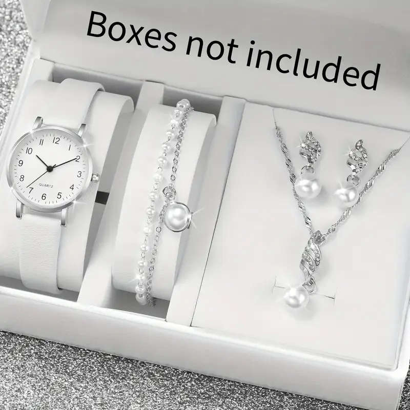 5-Piece Set Of Women's Fashionable Korean Style Simple Quartz Watches