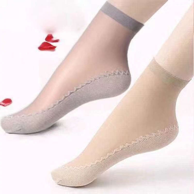 5 Pairs Light Beige One Size High Elastic Socks