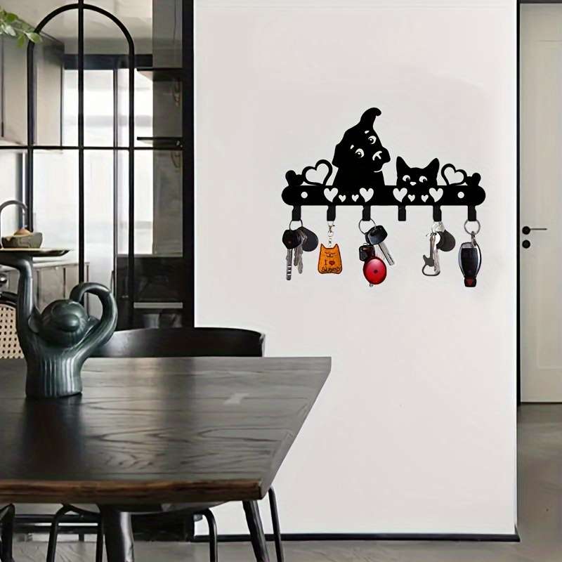 1pc Cute Animal Design Metal Clothes Hook Wall-mounted Key Hanger Suitable for Coats Hats Towel