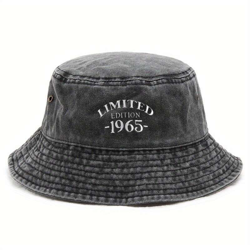 Wide-Brimmed Washed Denim Embroidered Fisherman Hat Breathable And Adjustable Unisex Sun Hat