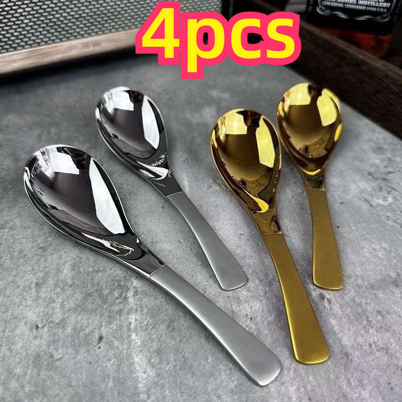 4Pcs High-grade Stainless Steel Short-handled Spoon Suitable For Rice Ice Cream Etc. Kitc