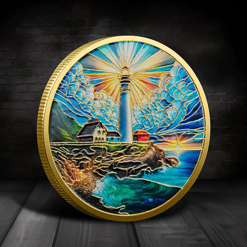 Lighthouse & Ocean Scene Commemorative Coin 40MM Wide