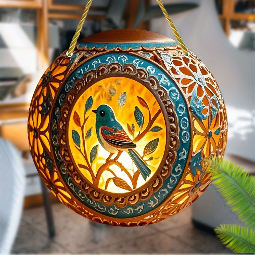 2D Flat Bohemian Style Vintage Acrylic Lantern 20.32X20.32 Cm Clear Round Hanging L