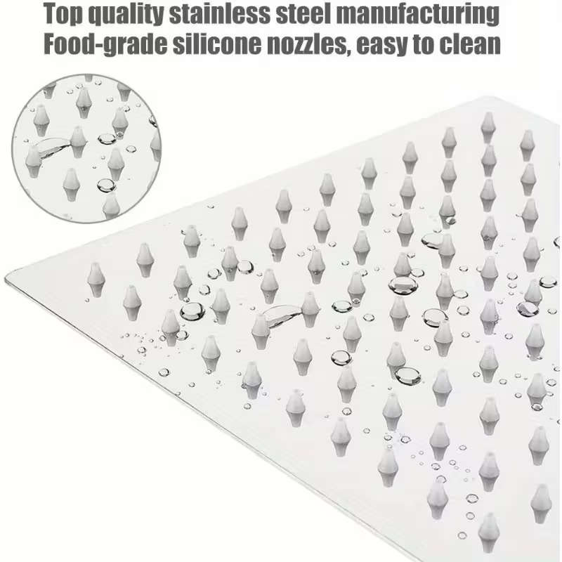 1 Set Stainless Steel Square Shower Head With Top Spray