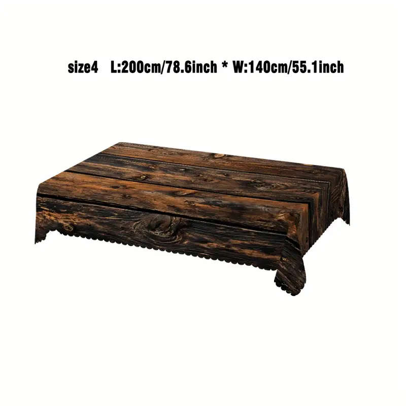 1 Piece Of Rustic Wood Grain Print Rectangular Tablecloth 140*220Cm