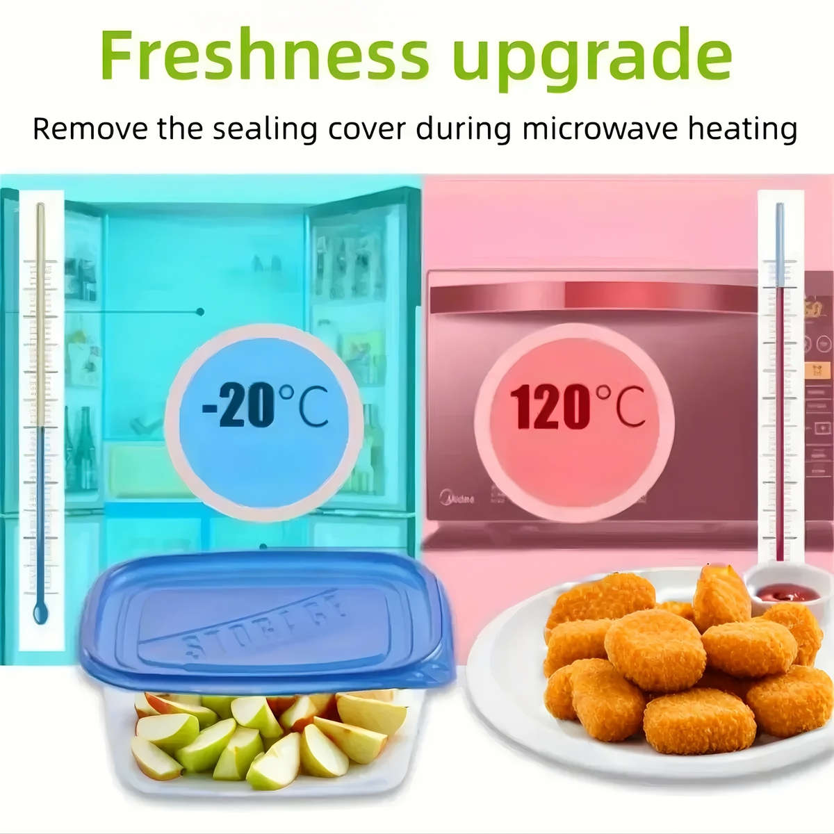 10pcs Stackable BPA-Free Plastic Food Storage Containers Set Square Lunch Boxes with Flip Top