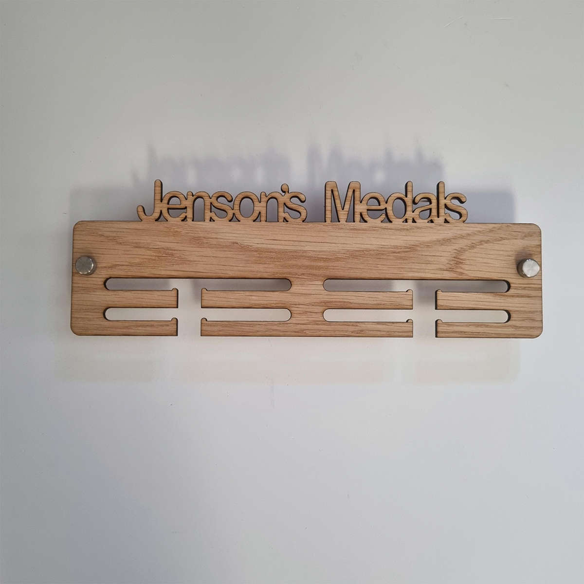 Personalized Medal Display HangerCustomizable Artificial Wood Wall Storage with Multiple Hooks fo