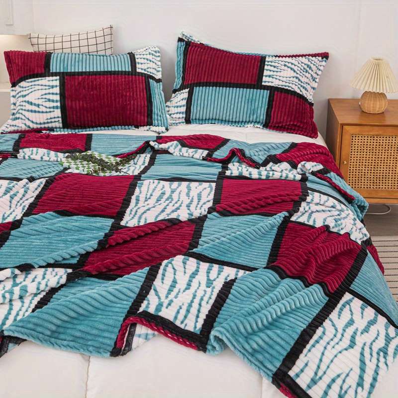 1ps Blanket Color Green Camel Grid size 78.7INx47.2IN 200CMx120CM