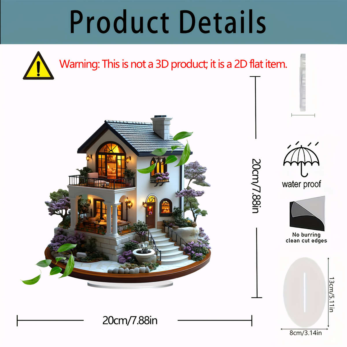 1pc 2D Flat  A  Acrylic Decoration Featuring a Charming Garden Courtyard Design in a Rustic Styl