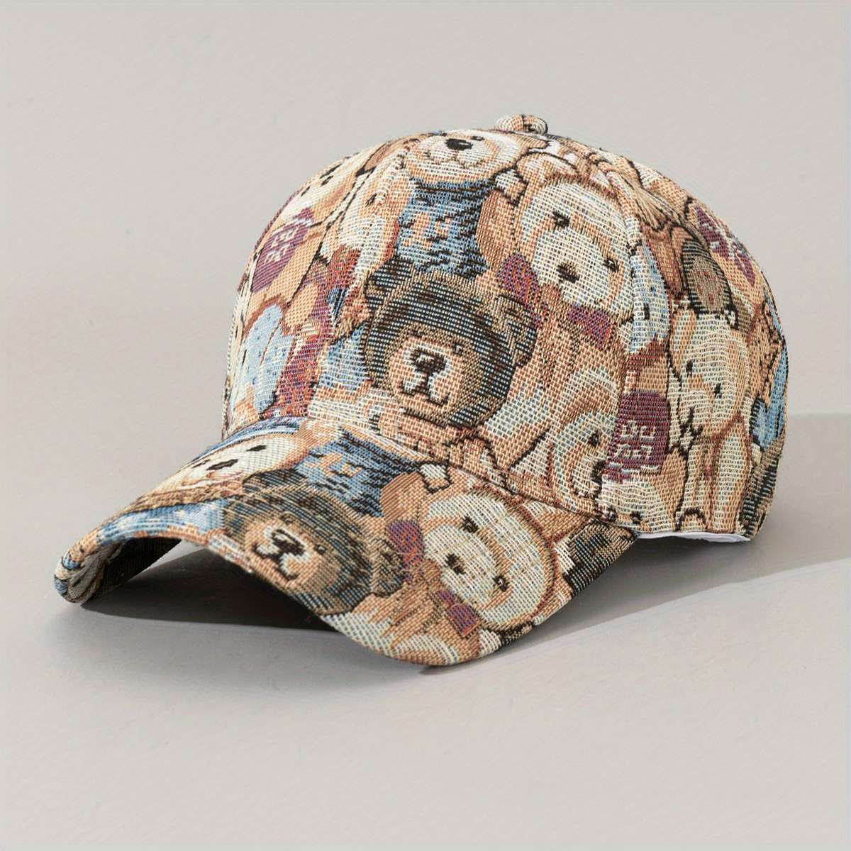 1pc Adjustable Teddy Bear Baseball Cap Lightweight Breathable Polyester with Cute Cartoon Be