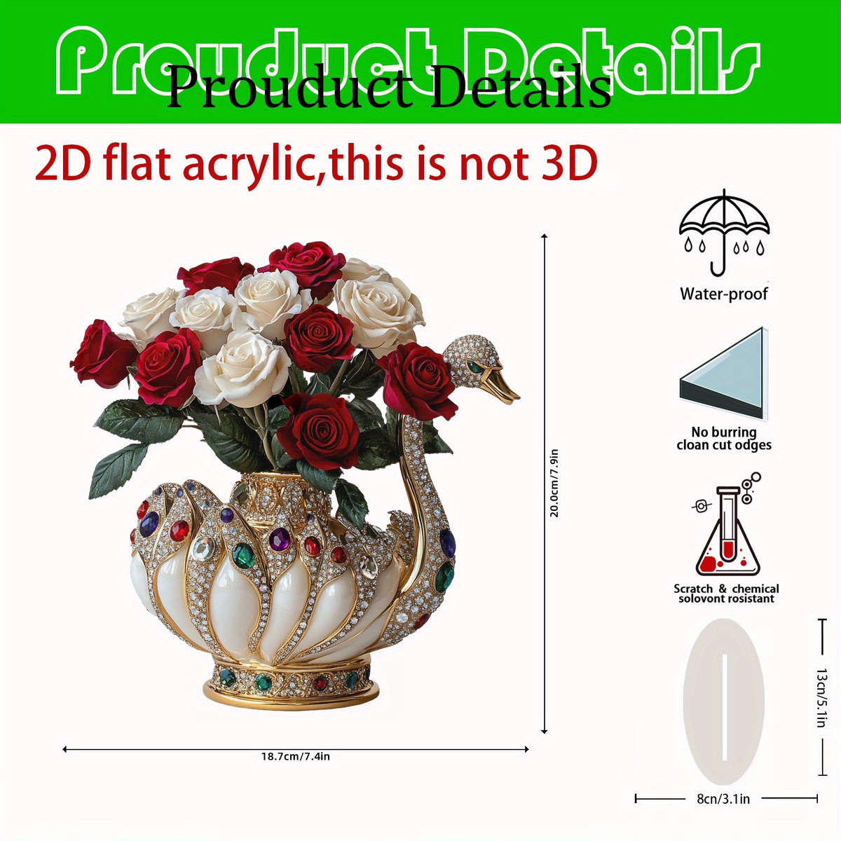 2D Flat Elegance Swan Vase