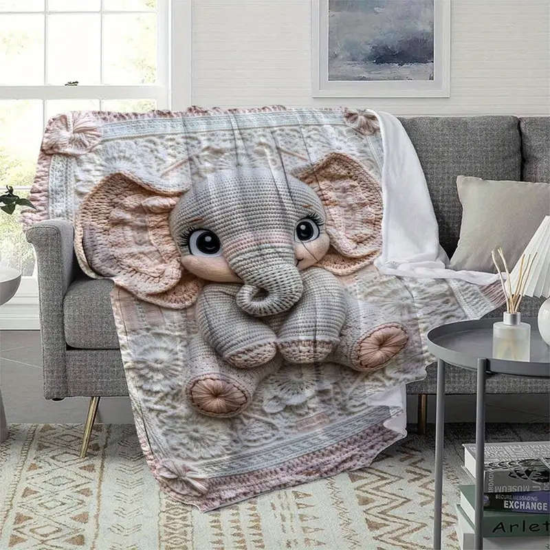 1 x 3D Crochet Printed Flannel Blanket 130*150cm