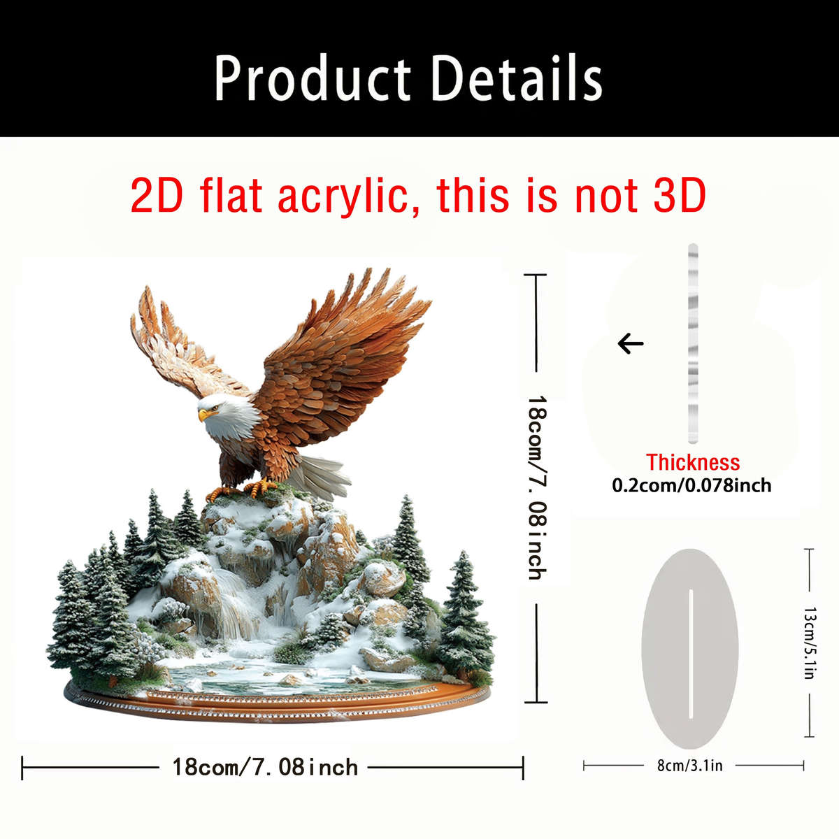 2D Flat A 7.08-Inch Multifunctional Bohemian-Style Acrylic Eagle Desktop Decoration