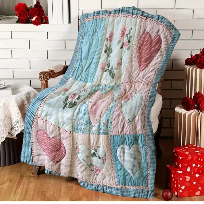1 Vintage Heart Patchwork Quilt 130*150CM