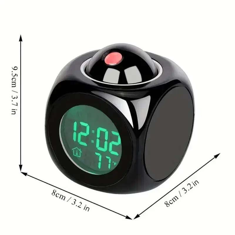 1pc Projection Alarm Clock with Voice Function Digital Display Snooze Button Temperature Readout