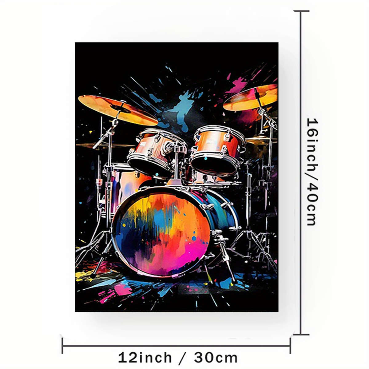 1pc Room Decor  Drum Canvas Art Print Vibrant Music Instrument Wall Decor for Studio Home O