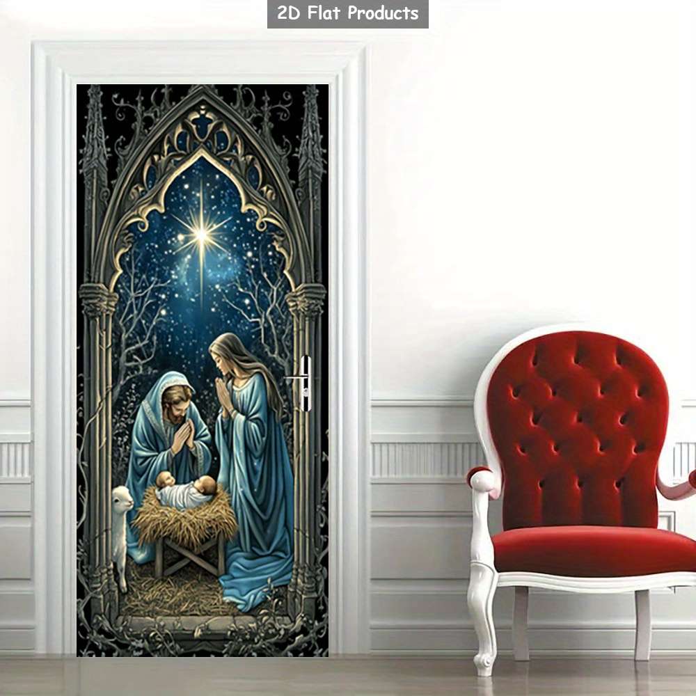 1pc 76.96x199.9cm Jesus Christian Themed Stickers