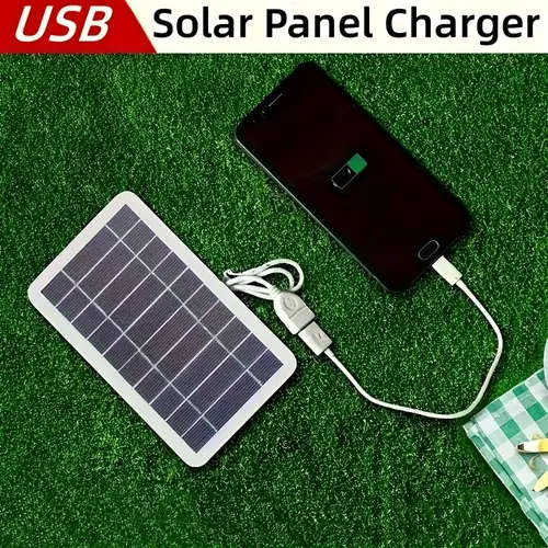 1pc Portable USB Solar Panel Charger Compact Multi-Function Outdoor Power Bank with LED Indicator Li