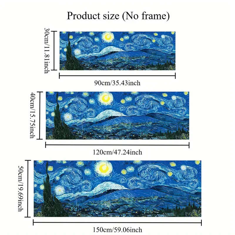Van Gogh'S "Starry Night" Canvas Art Print - Frameless, Modern Minimalist Wall Decor