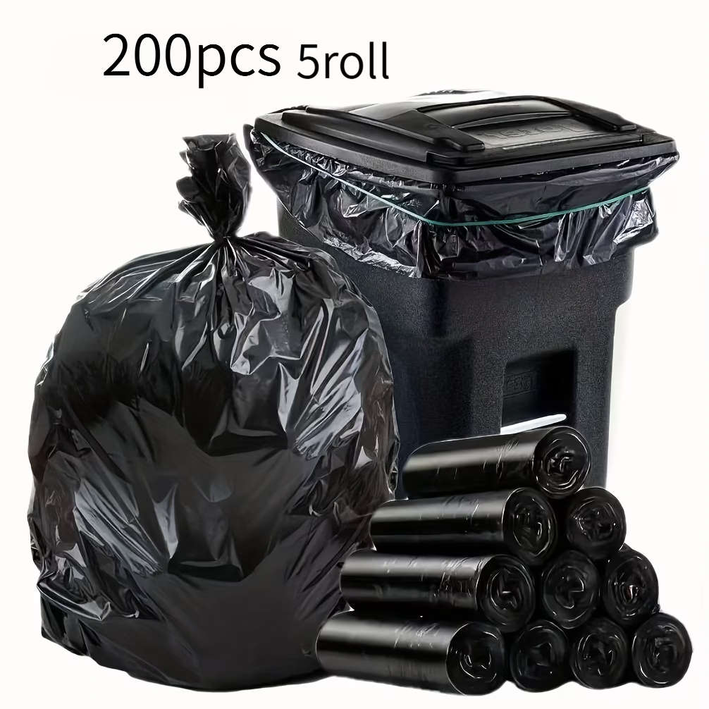 5 Rolls Of 200 Thick Black Handheld Garbage Bags