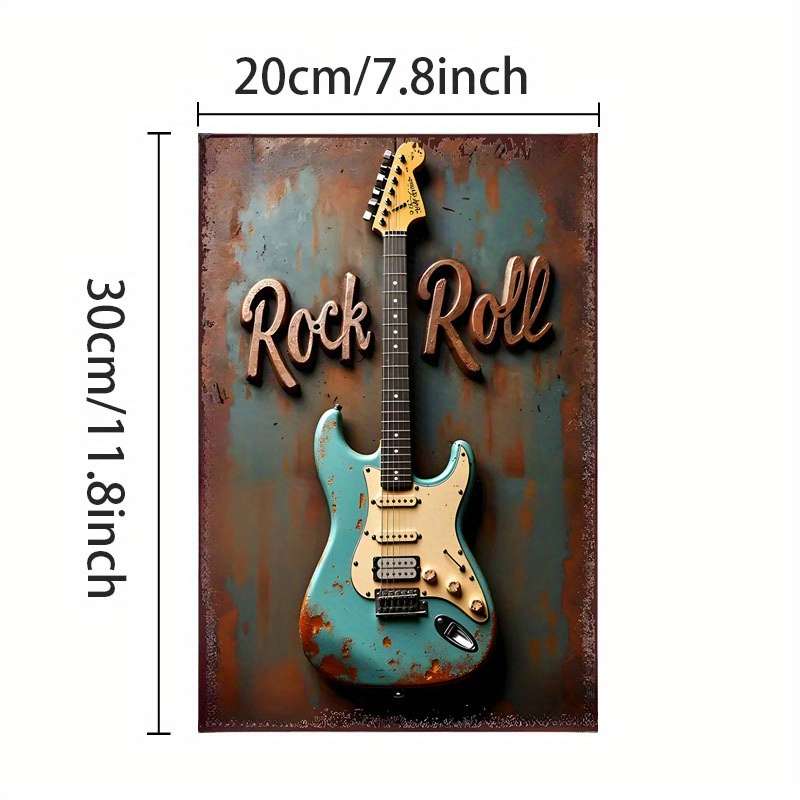 Vintage Rock Guitar Canvas Print Poster Frameless 2D Wall Art Waterproof Indoor Decor Fo