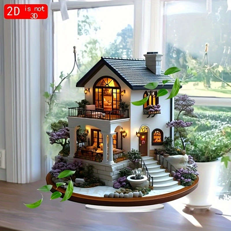 1pc 2D Flat  A  Acrylic Decoration Featuring a Charming Garden Courtyard Design in a Rustic Styl