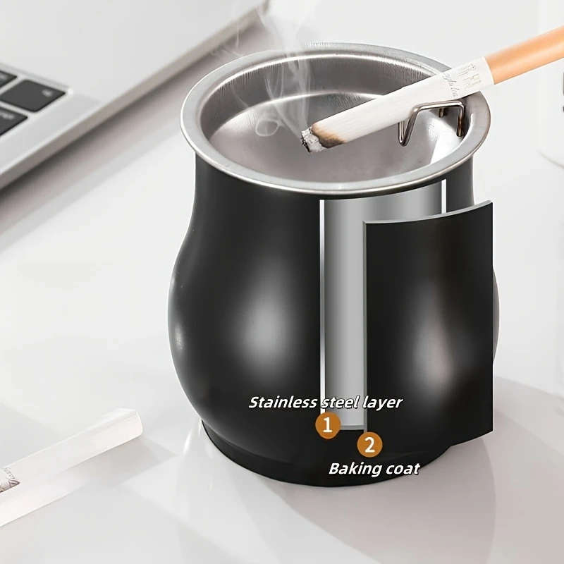 1pc Windproof Stainless Steel Ashtray with Creative Deer Design Smoke-Free for Cars Home Terraces