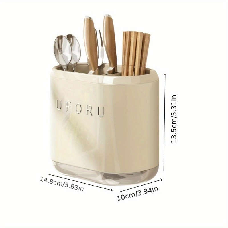 1pc Wall Mounted Kitchen Utensil Rack Plastic No Drilling Required Knife Holder with Drainag