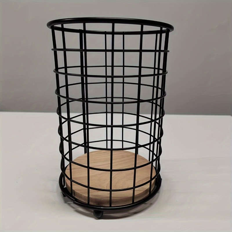 1pc Large Black Metal Kitchen Utensil Holder Modern Rectangular Countertop Organizer for Cook